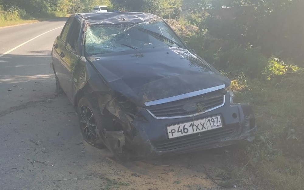 В Тульской области бесправный водитель опрокинулся и врезался в дерево